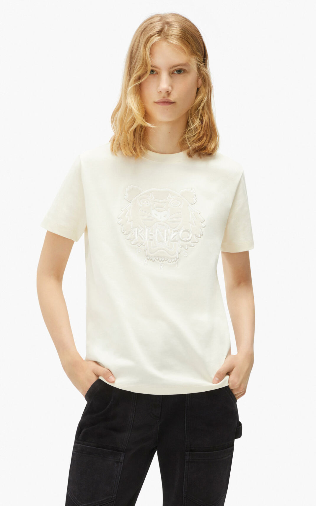 Camisetas Kenzo The Invierno Capsule loose fit tiger Mujer Blancas AHD309174